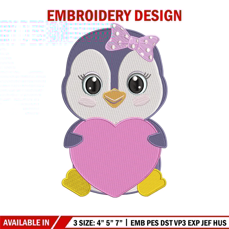Penguin love embroidery design, Penguin embroidery, Embroidery file, Embroidery shirt, Emb design, Digital download.jpg