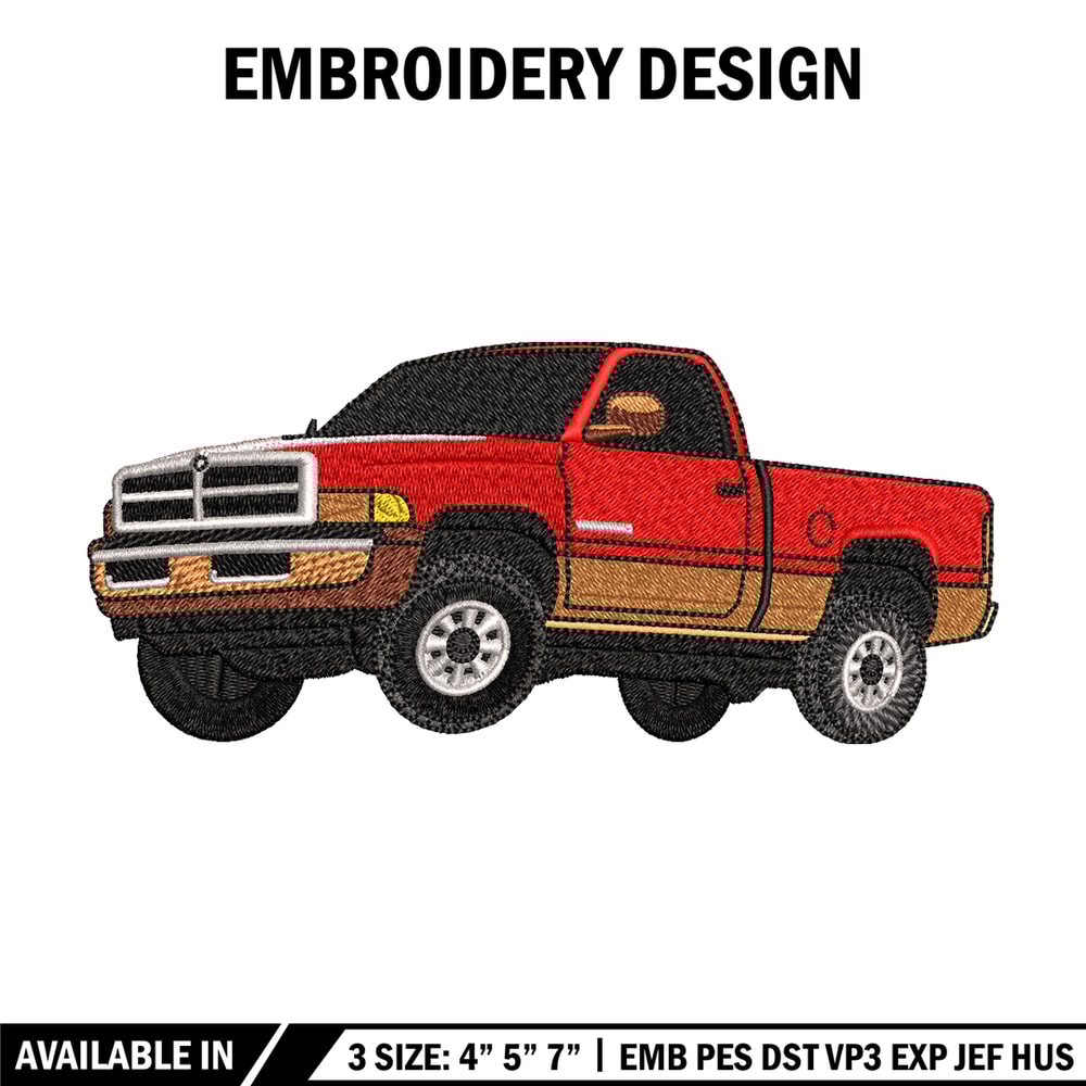 Pickup truck red embroidery design, Pickup truck embroidery, logo design, logo shirt, Embroidery shirt, Instant download.jpg