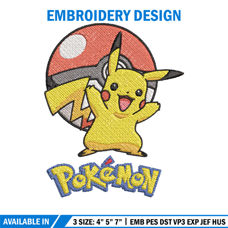 Pikachu embroidery design, Pokemon embroidery, Anime design, Embroidery shirt, Embroidery file, Digital download (2).jpg