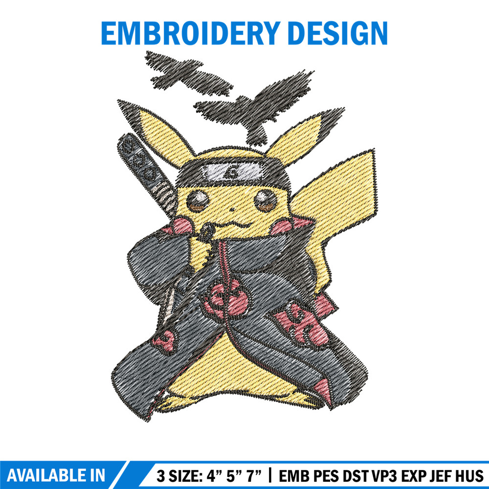 Pikachu itachi embroidery design, Pokemon embroidery, Anime design, Embroidery file, Digital download, Embroidery shirt.jpg