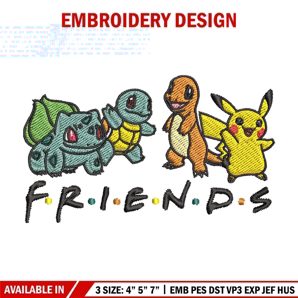 Pikachu friends embroidery design, Pokemon embroidery, Anime design, Embroidery file, Digital download, Embroidery shirt.jpg