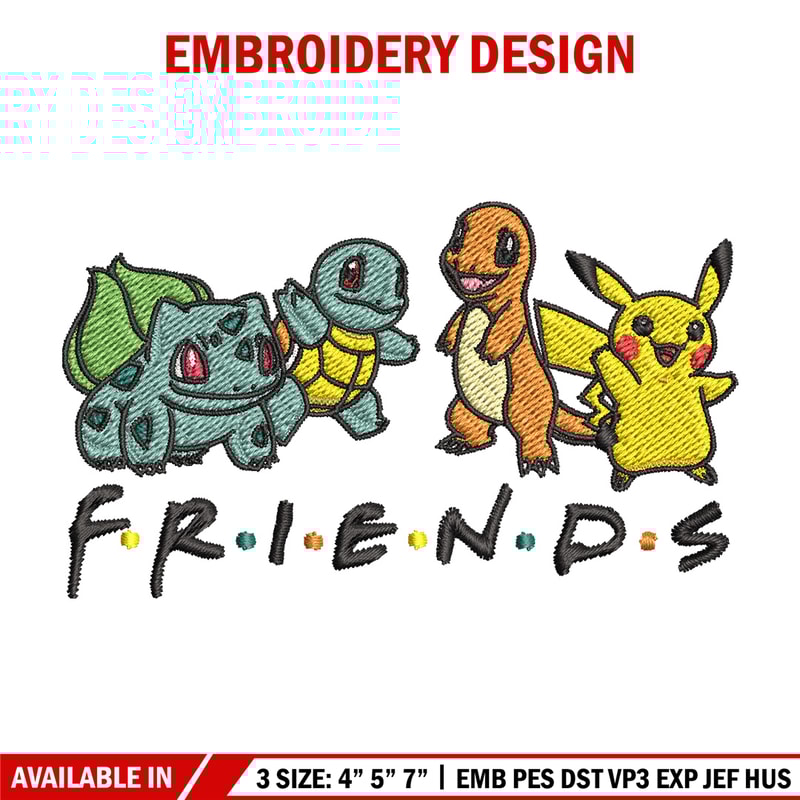 Pikachu friends embroidery design, Pokemon embroidery, Anime design, Embroidery file, Digital download, Embroidery shirt.jpg