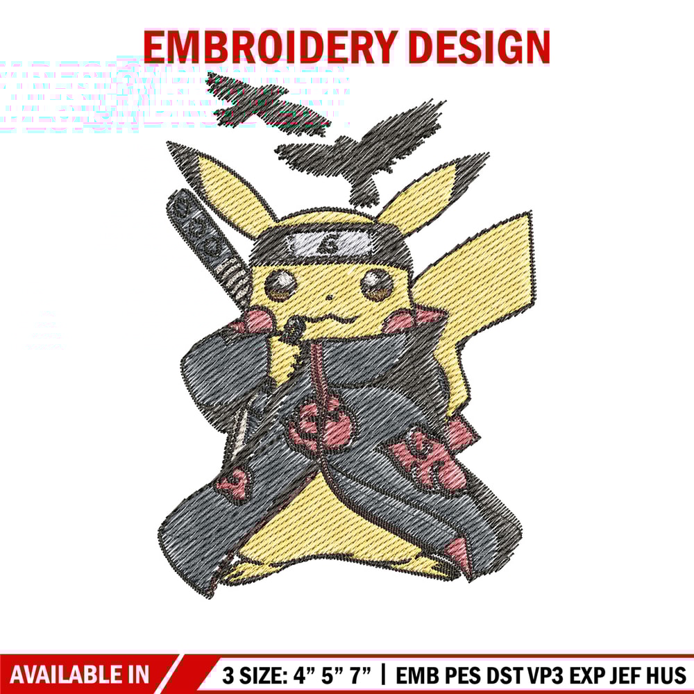 Pikachu itachi embroidery design, Pokemon embroidery, Anime design, Embroidery file, Digital download, Embroidery shirt.jpg