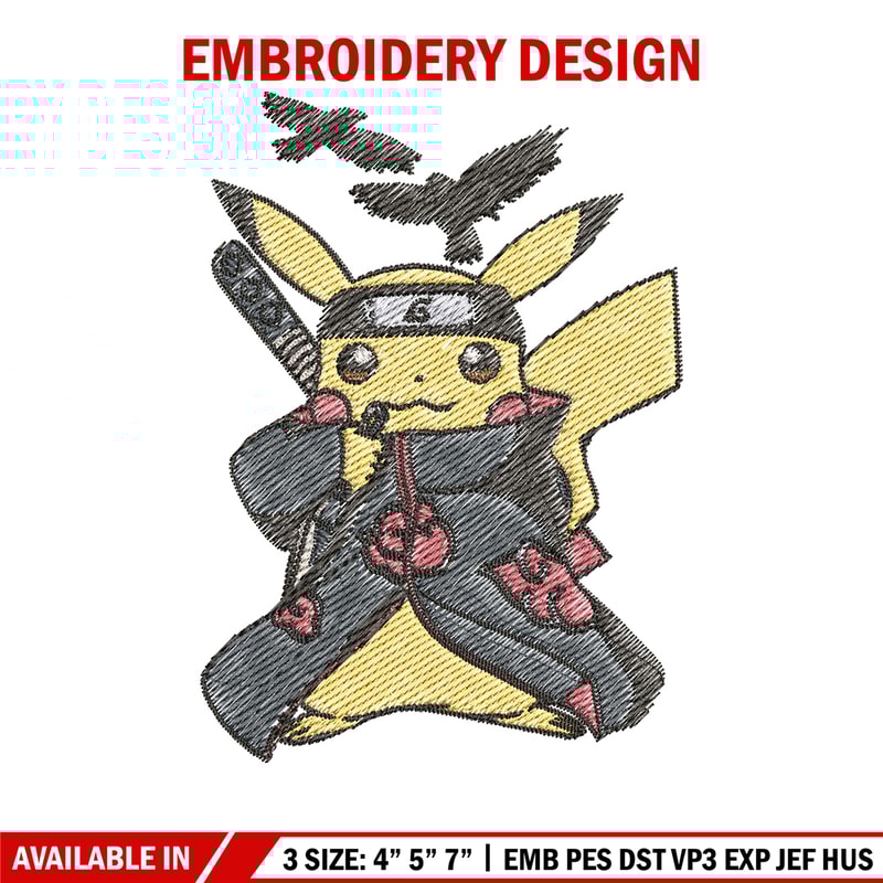 Pikachu itachi embroidery design, Pokemon embroidery, Anime design, Embroidery file, Digital download, Embroidery shirt.jpg
