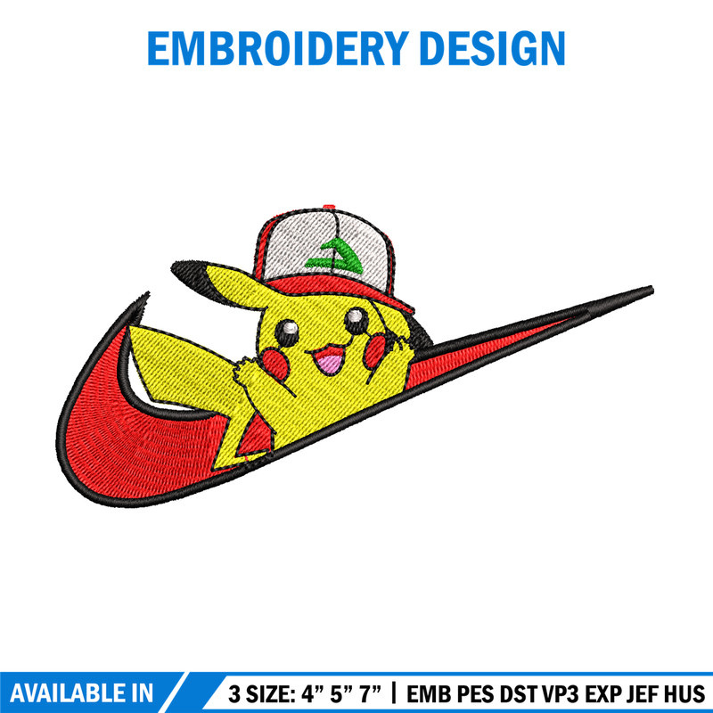 Pikachu Nike embroidery design, Pokemon embroidery, embroidery file, anime design, anime shirt, Digital download.jpg