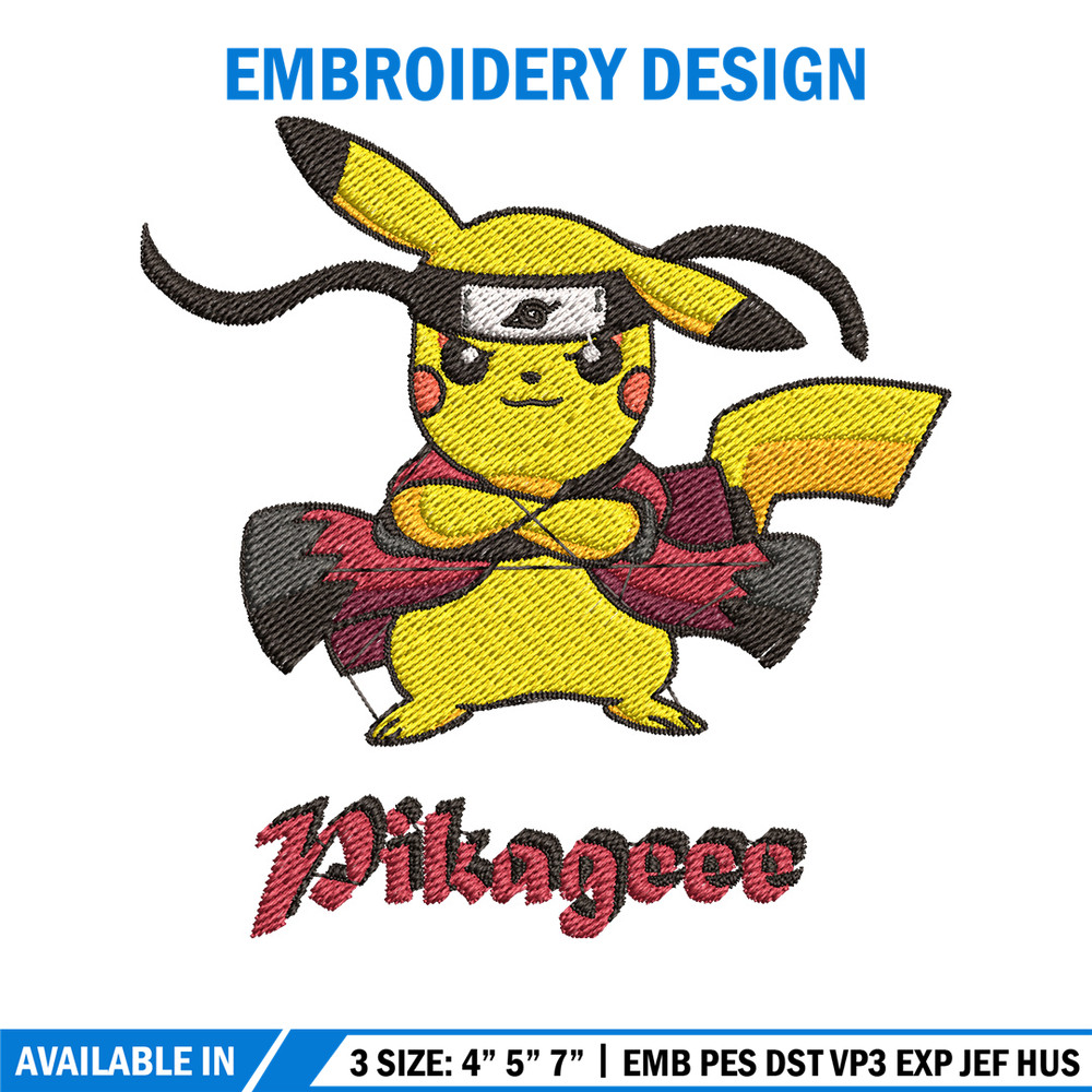 Pikagee embroidery design, Pokemon embroidery, Anime design, Embroidery shirt, Embroidery file, Digital download.jpg