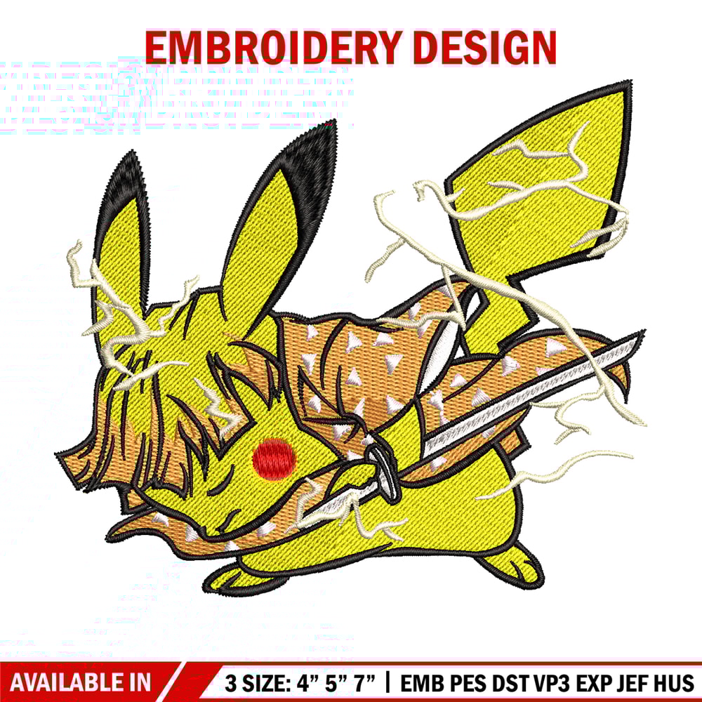 Pikachu Zenitsu embroidery design, Pokemon embroidery, embroidery file, anime design, anime shirt, Digital download.jpg
