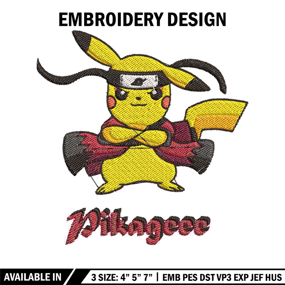 Pikagee embroidery design, Pokemon embroidery, Anime design, Embroidery shirt, Embroidery file, Digital download.jpg