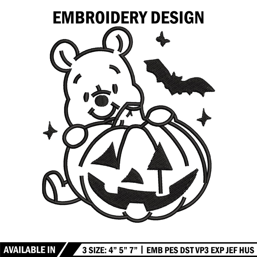 Pooh pumpkin embroidery design, Halloween embroidery, Embroidery file, Embroidery shirt, Emb design, Digital download.jpg
