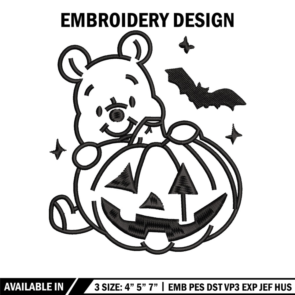 Pooh pumpkin embroidery design, Pooh embroidery, Embroidery file, Embroidery shirt, Emb design, Digital download.jpg
