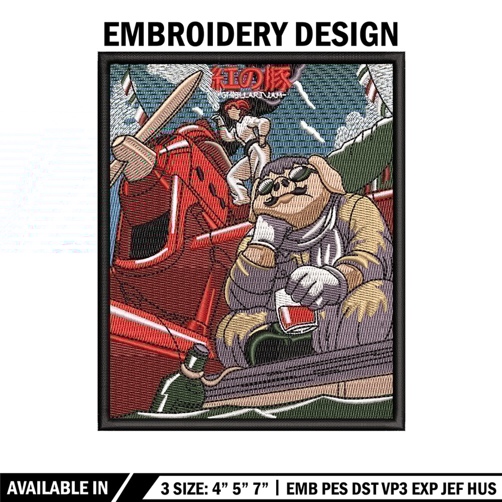 Porco Rosso embroidery design, Ghibli embroidery, Anime design, Embroidery shirt, Embroidery file, Digital download.jpg