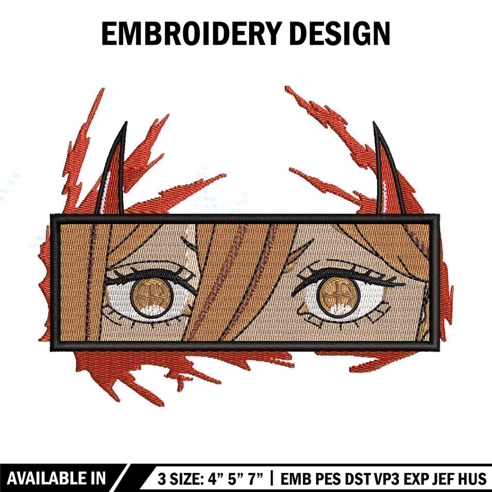 Power eyes embroidery design, Chainsaw man embroidery, Embroidery shirt, Embroidery file, Anime design, Digital download.jpg