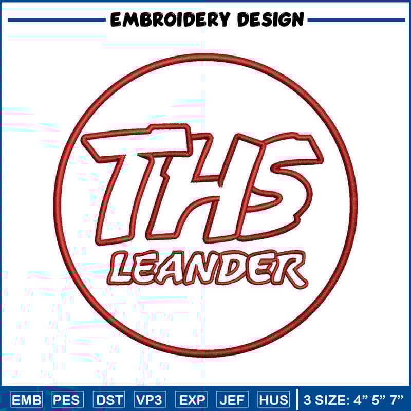 Ths leanderLogo embroidery design, ths leander embroidery, logo design, embroidery file, logo shirt, Digital download..jpg