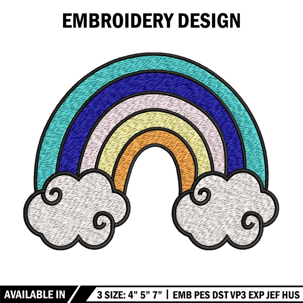 Rainbown cute embroidery design, Rainbown embroidery, Embroidery file, Embroidery shirt, Emb design, Digital download.jpg