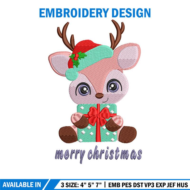 Reindeer chibi embroidery design, Chrismas embroidery, Embroidery file, Embroidery shirt, Emb design,Digital download.jpg