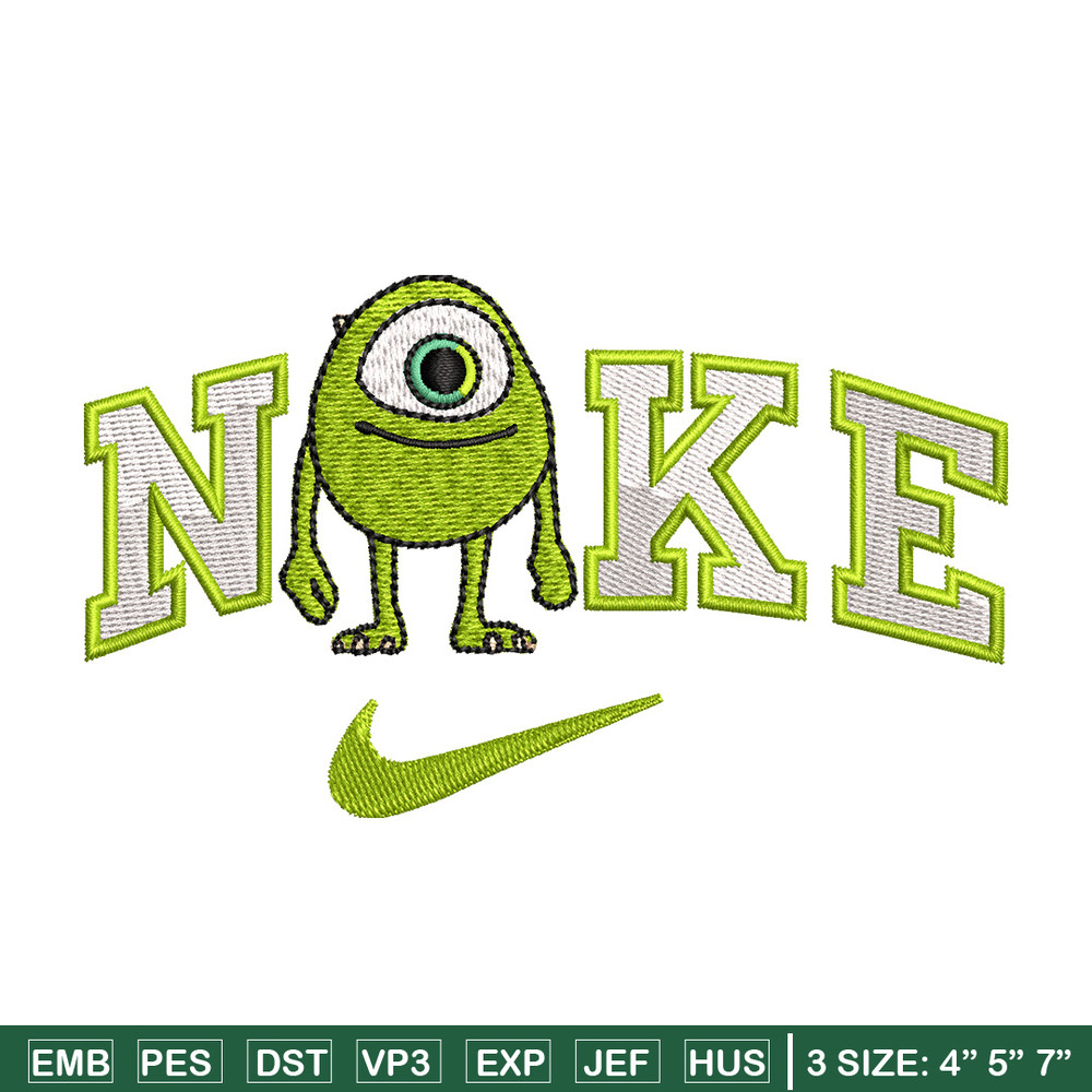 Nike x mike embroidery design, Disney monster embroidery, Nike design,Embroidery file,Embroidery shirt,Digital download.jpg
