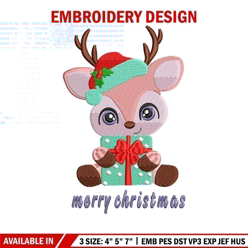 Reindeer chibi embroidery design, Chrismas embroidery, Embroidery file, Embroidery shirt, Emb design,Digital download.jpg