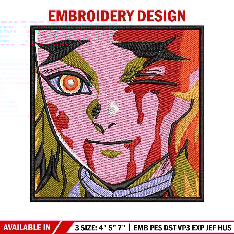Rengoku face embroidery design, Rengoku embroidery, Anime design, Embroidery shirt, Embroidery file, Digital download.jpg