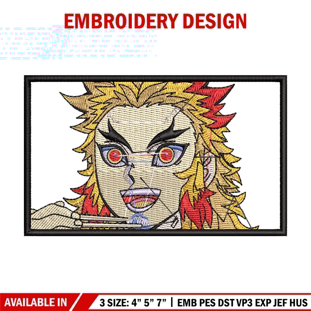 Rengoku rectangle embroidery design, Rengoku embroidery, Embroidery shirt, Embroidery file,Anime design,Digital download.jpg