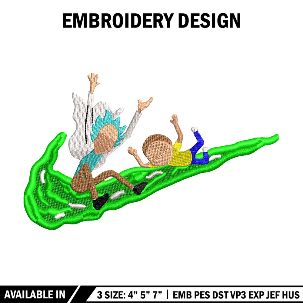 Rick and Morty Nike embroidery design, cartoon embroidery, Nike design, cartoon design, cartoon shirt, Digital download.jpg