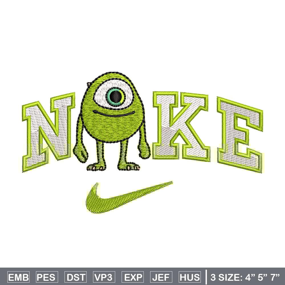 Nike x mike embroidery design, Disney monster embroidery, Nike design,Embroidery file,Embroidery shirt,Digital download.jpg