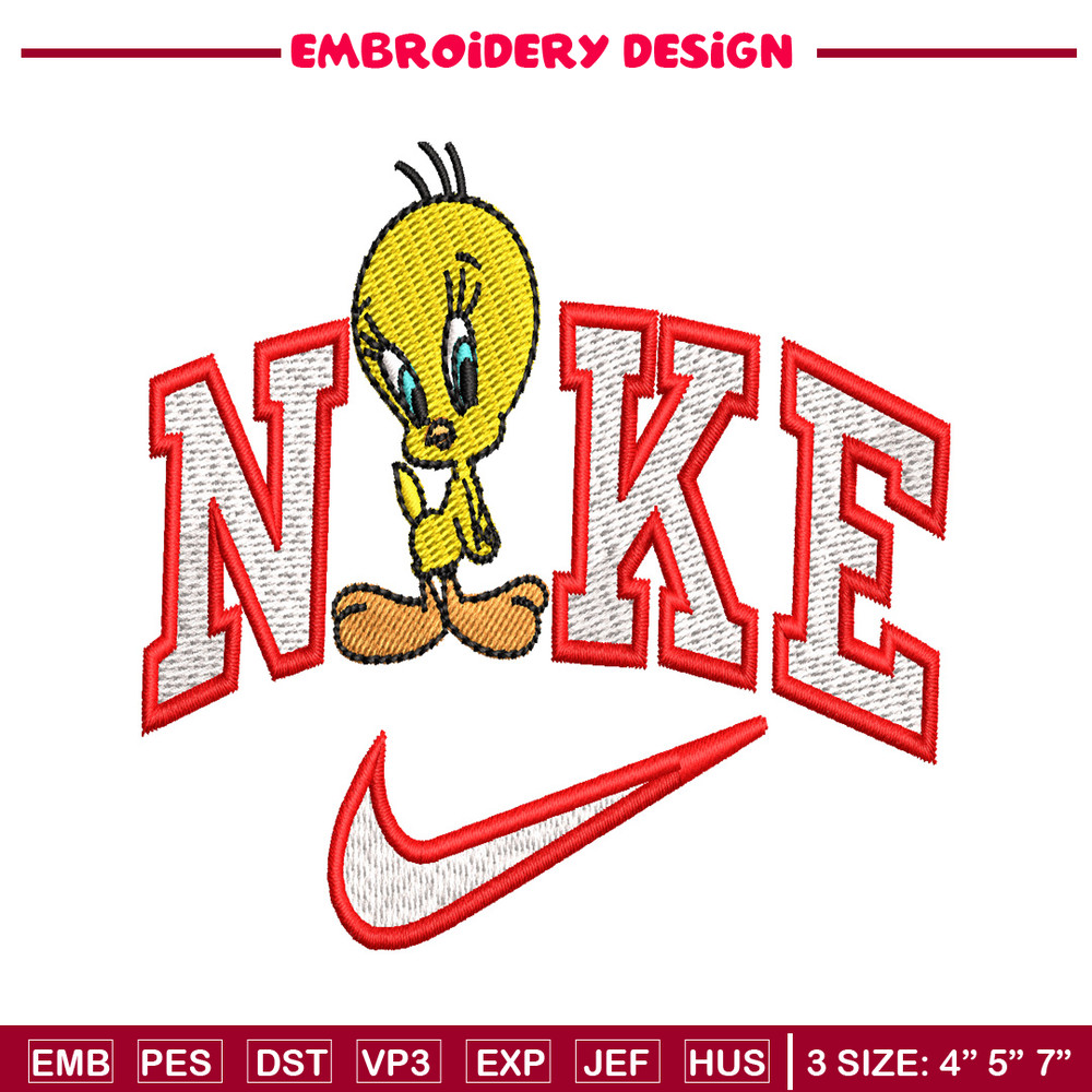 Tweety Nike embroidery design, Tweety cartoon embroidery, Nike design, embroidery file, logo shirt, Digital download..jpg