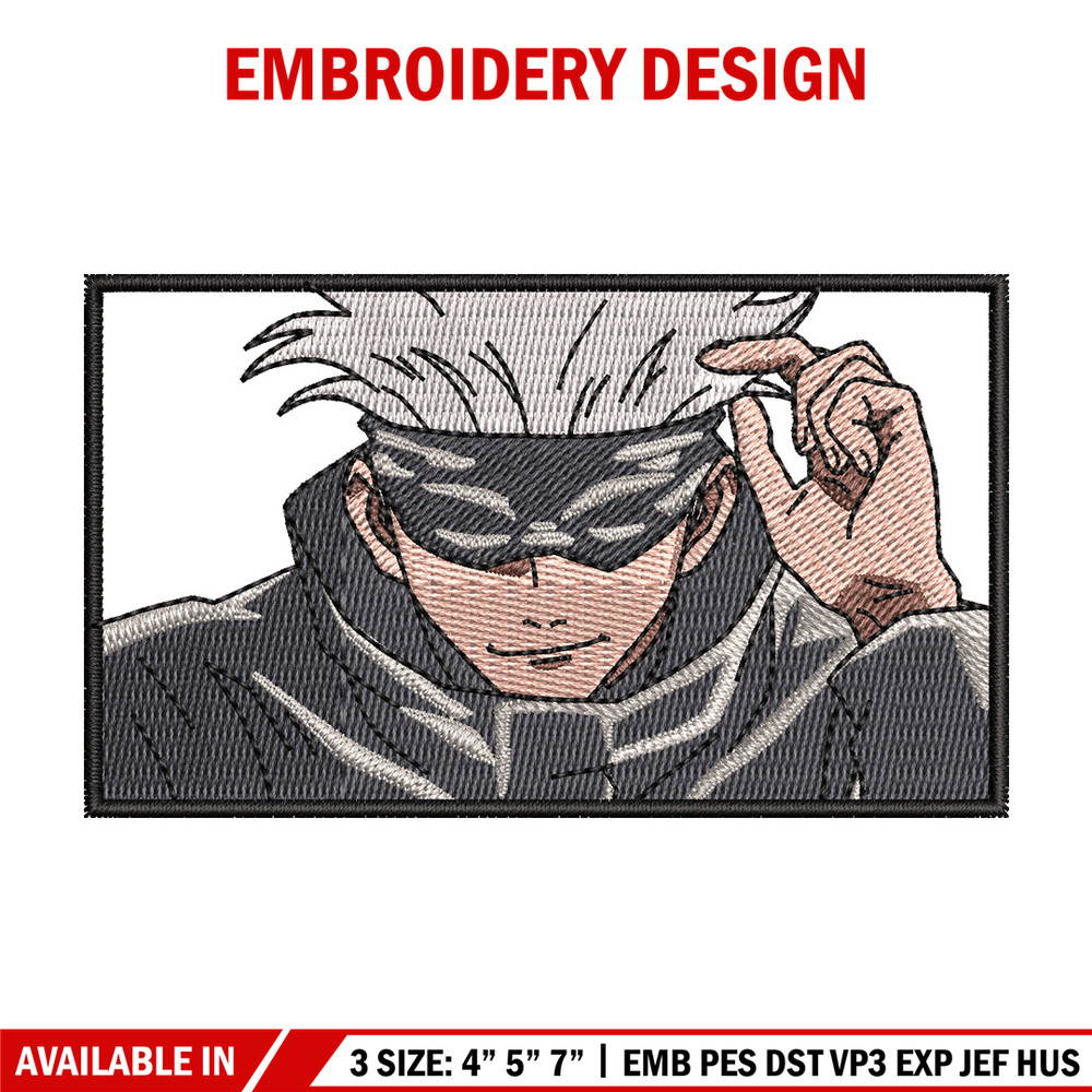 Satoru gojo embroidery design, Jujutsu embroidery, Anime design, Embroidery file, Embroidery shirt, Digital download.jpg