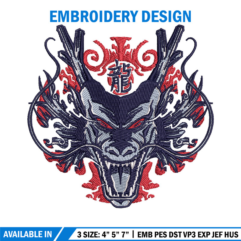 Shenron black embroidery design, Dragonball embroidery, Anime design, Embroidery shirt, Embroidery file, Digital download.jpg