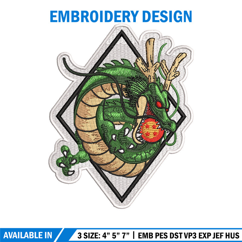 Shenron embroidery design, Dragonball embroidery, Anime design, Embroidery shirt, Embroidery file, Digital download.jpg