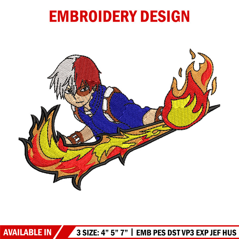 Shoto Todoroki Nike embroidery design, My hero academia embroidery, Nike design, anime design, Digital download.jpg