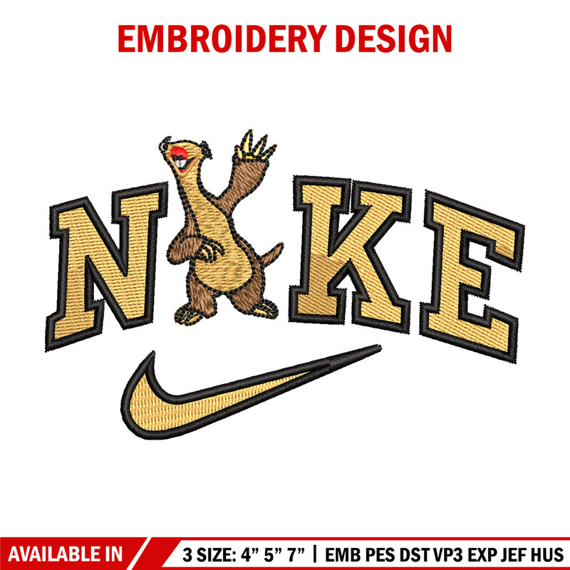 Sid x nike embroidery design, Ice age embroidery, Embroidery file, Embroidery shirt, Nike design, Digital download.jpg
