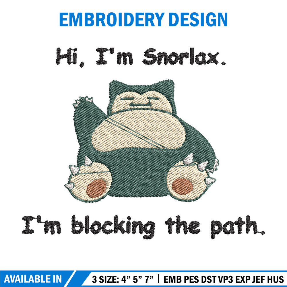 Snorlax embroidery design, Pokemon embroidery, Anime design, Embroidery file, Digital download, Embroidery shirt.jpg