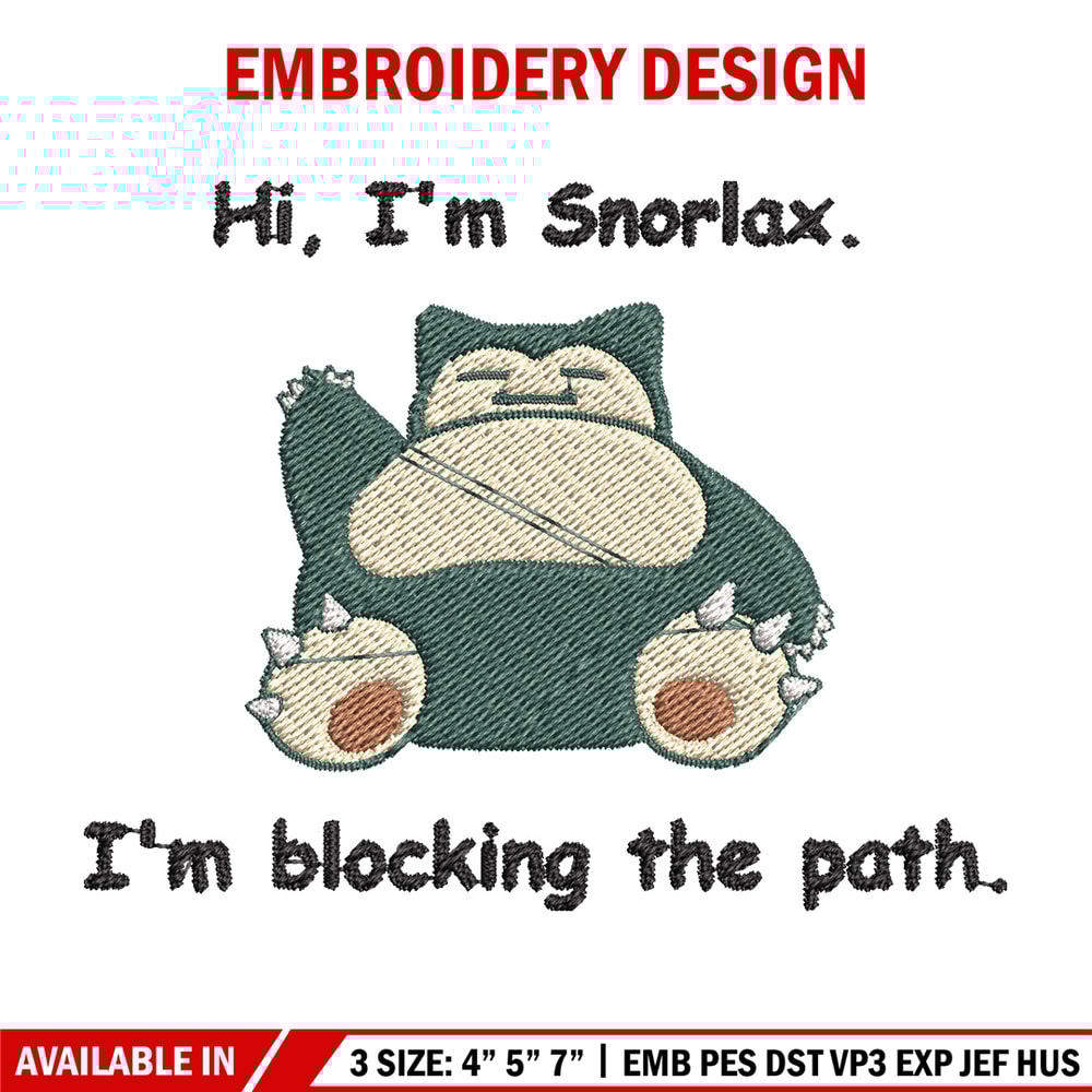 Snorlax embroidery design, Pokemon embroidery, Anime design, Embroidery file, Digital download, Embroidery shirt.jpg