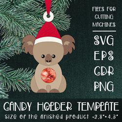 Koala | Christmas Ornament | Candy Holder Template SVG | Sucker holder Paper Craft