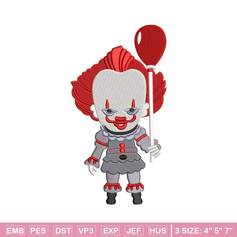 Pennywise chibi embroidery design, Horror embroidery, Embroidery file,Embroidery shirt, Emb design, Digital download.jpg