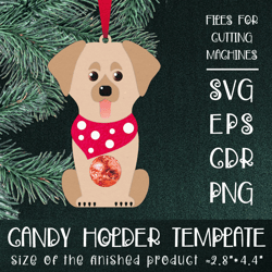Labrador Retriever Dog | Christmas Ornament | Candy Holder Template SVG | Sucker holder Paper Craft