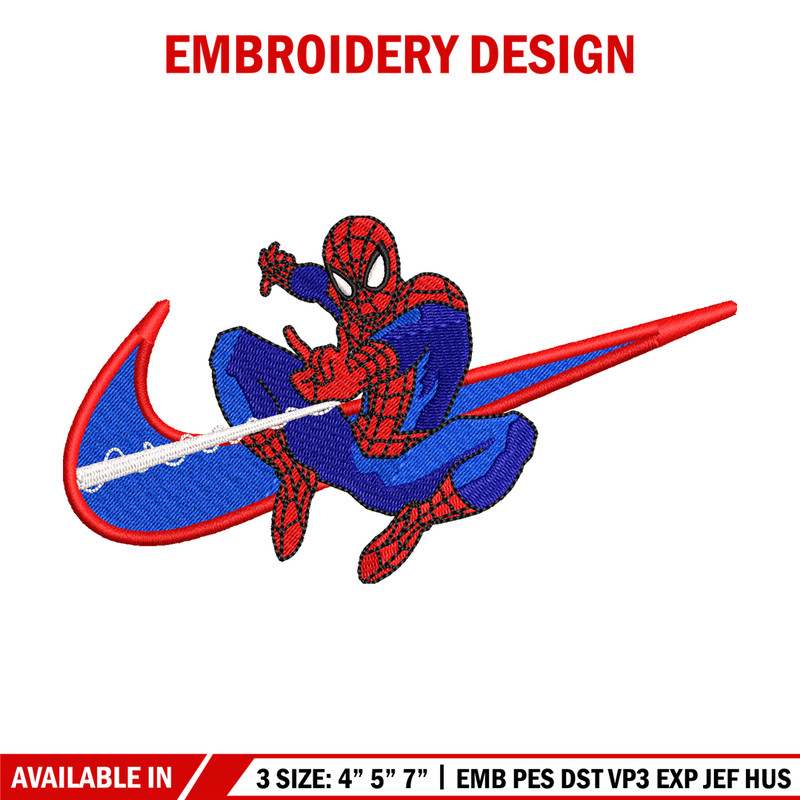 spaiderman Nike Logo embroidery design, spaiderman embroidery, Nike design, Logo shirt, digital download.jpg