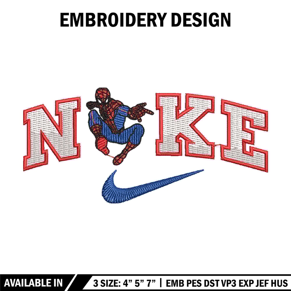 spaiderman nike embroidery design, spaiderman embroidery, logo design, logo shirt, digital download.jpg