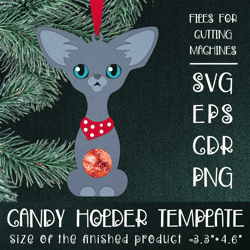Oriental Cat  | Christmas Ornament | Candy Holder Template SVG | Sucker holder Paper Craft