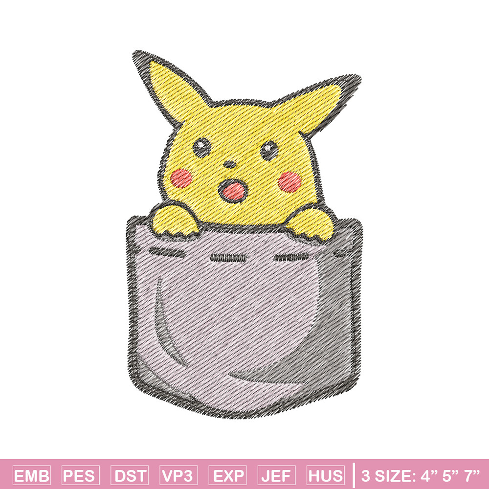 Pikachu bag embroidery design, Pokemon embroidery, Anime design, Embroidery file, Digital download, Embroidery shirt.jpg