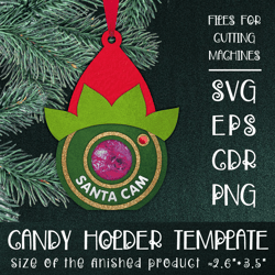 Santa Cam Elf | Christmas Ornament | Candy Holder Template SVG | Sucker holder Paper Craft