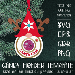 Santa Cam Gnome  | Christmas Ornament | Candy Holder Template SVG | Sucker holder Paper Craft