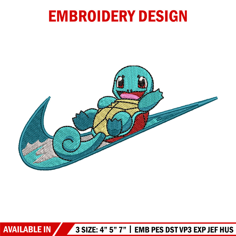 Squirtle Nike embroidery design, Pokemon embroidery, embroidery file, anime design, anime shirt, Digital download.jpg