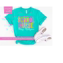 personalized school nurse shirt, school nurse tshirt, custom name teacher shirt, back to school, custom school nurse tee