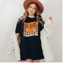 retro thankful shirt | cute fall tee, thanksgiving t shirt women, thankful t shirt, fall shirt women, gifts for her, tha