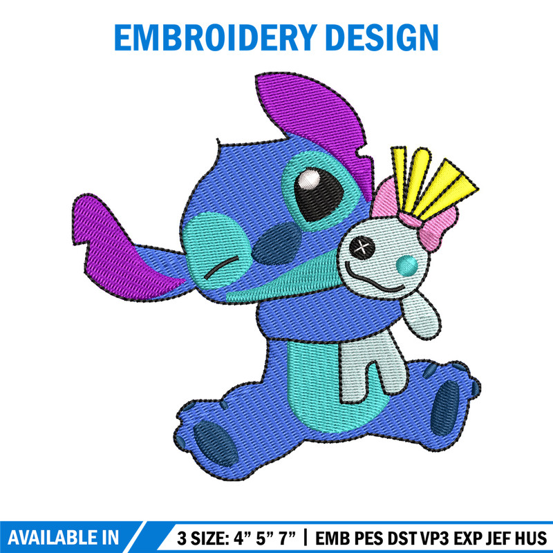 Stitch With Doll embroidery design, Stitch cartoon embroidery, cartoon design, embroidery file, Digital download.jpg