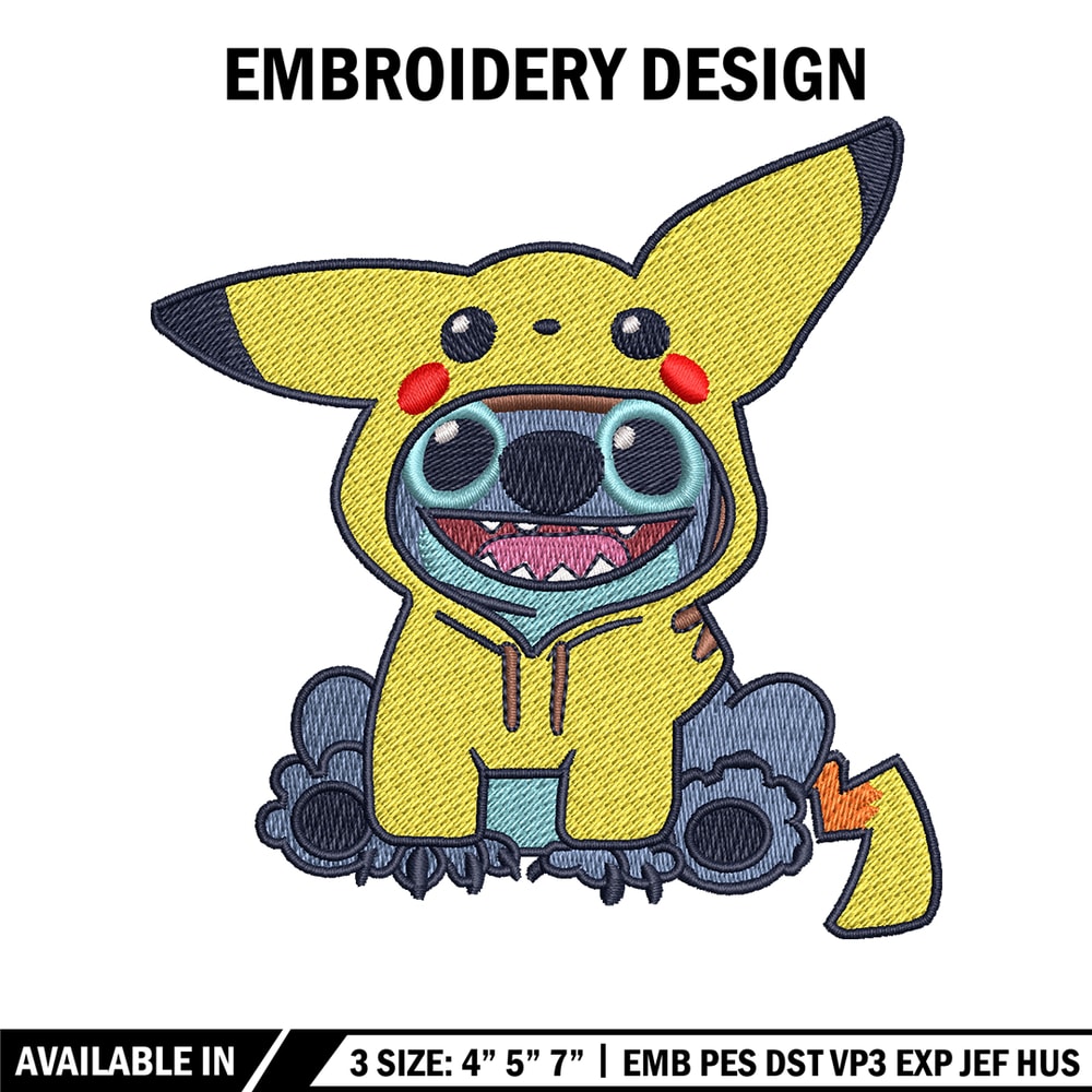 Stitch Pikachu logo embroidery design, Stitch Pikachu embroidery, Embroidery shirt, logo design, Instant download.jpg