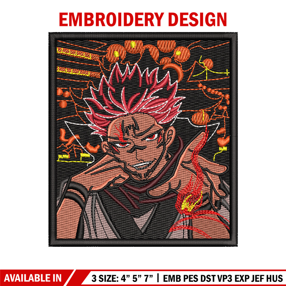 Sukuna frame embroidery design, Sukuna embroidery, Embroidery shirt, Embroidery file, Anime design, Digital download.jpg