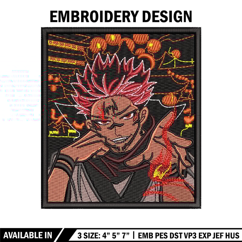 Sukuna frame embroidery design, Sukuna embroidery, Embroidery shirt, Embroidery file, Anime design, Digital download.jpg