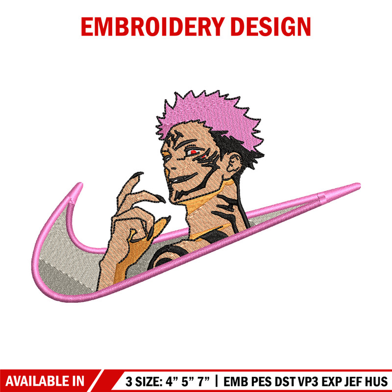 Sukuna smile Nike embroidery design, Jujutsu kaisen embroidery, Nike design, anime design, logo shirt, Digital download.jpg